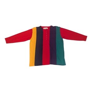 Nuggets Vtg Colorful Striped 3/4 Long Sleeve Shirt - Sz L